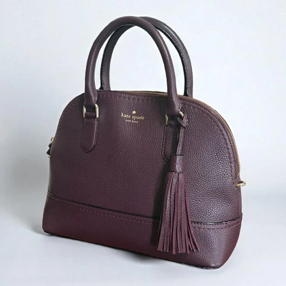 Authentic Kate Spade Plum Carli McCall Street Leather Satchel Crossbody! COA! - Picture 3 of 13